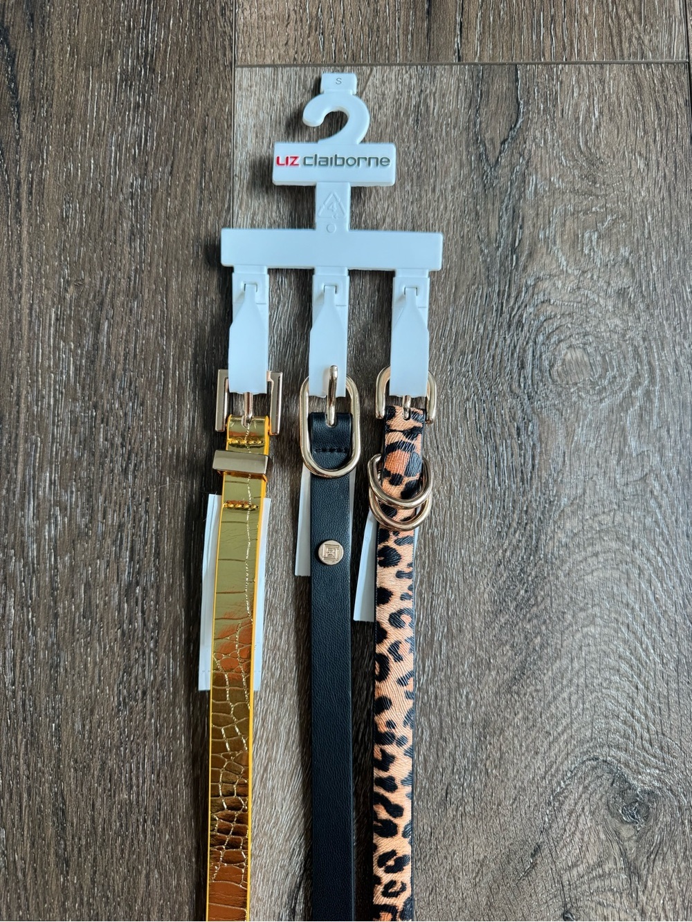 Liz Claiborne Gold, Black & Leopard Print Belt Set Women’s Size Small